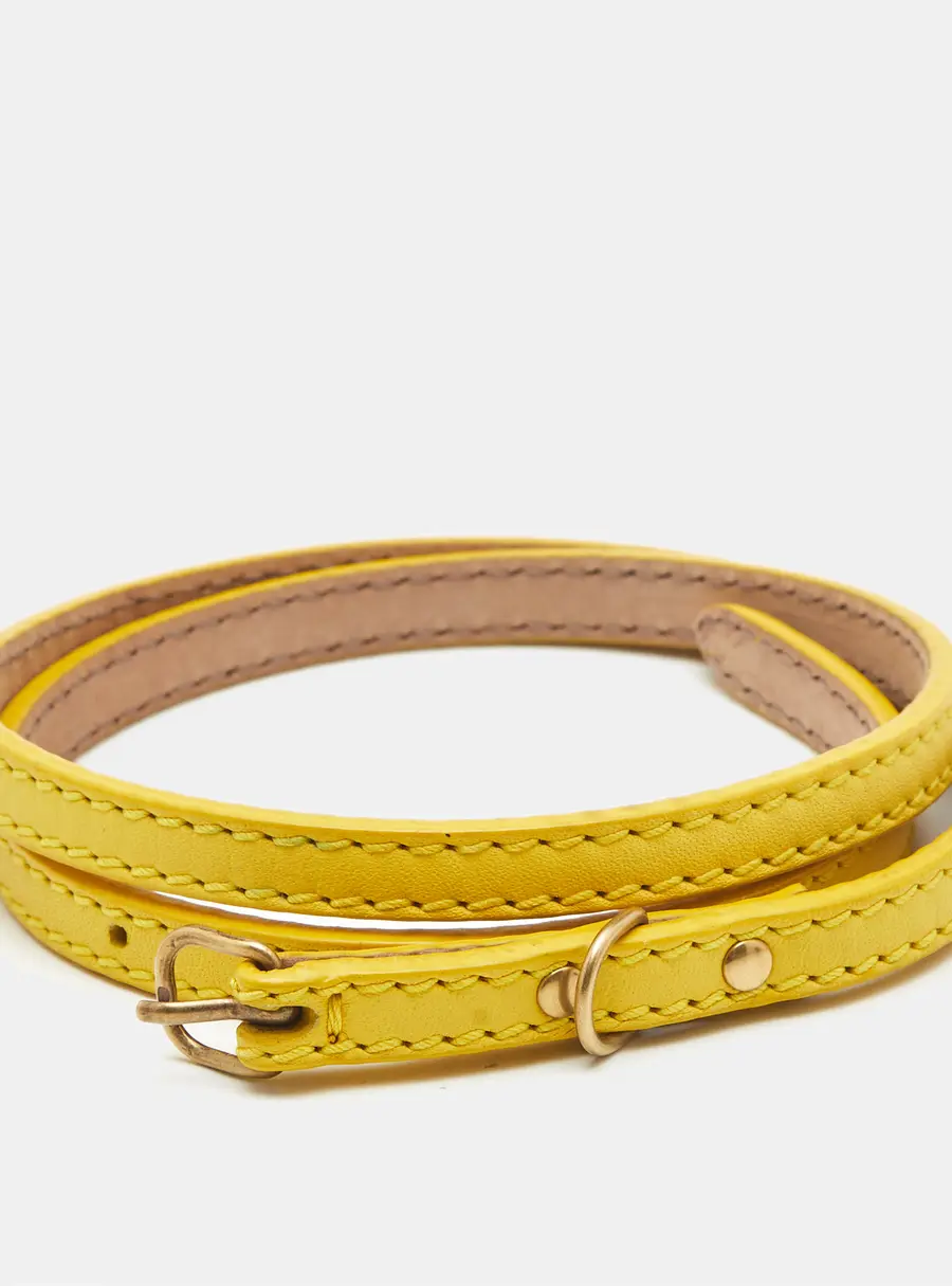 Balenciaga 70 CM Slim Buckle Belt Yellow Leather