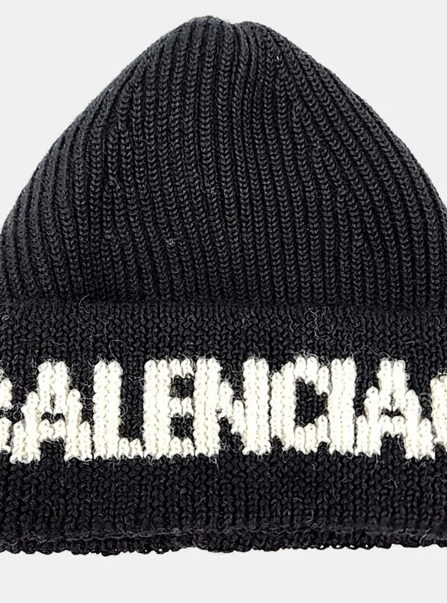 Balenciaga Black/White Wool Beanie