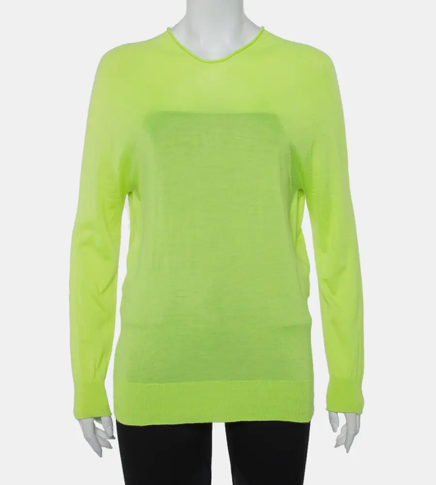 Balenciaga Neon Green Cashmere Oversized Pullover S