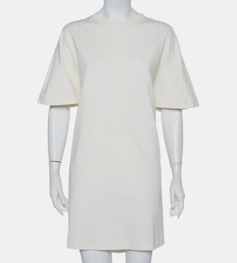 Balenciaga Off White Cotton Knit Oversized T-Shirt Dress M