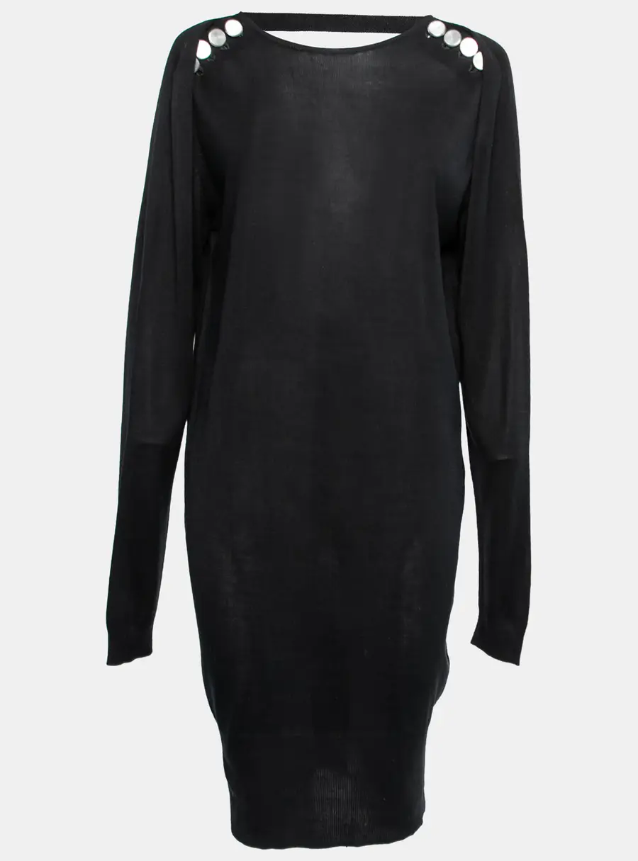 Balenciaga Back Silk Knit Low Back Long Sleeve Dress S