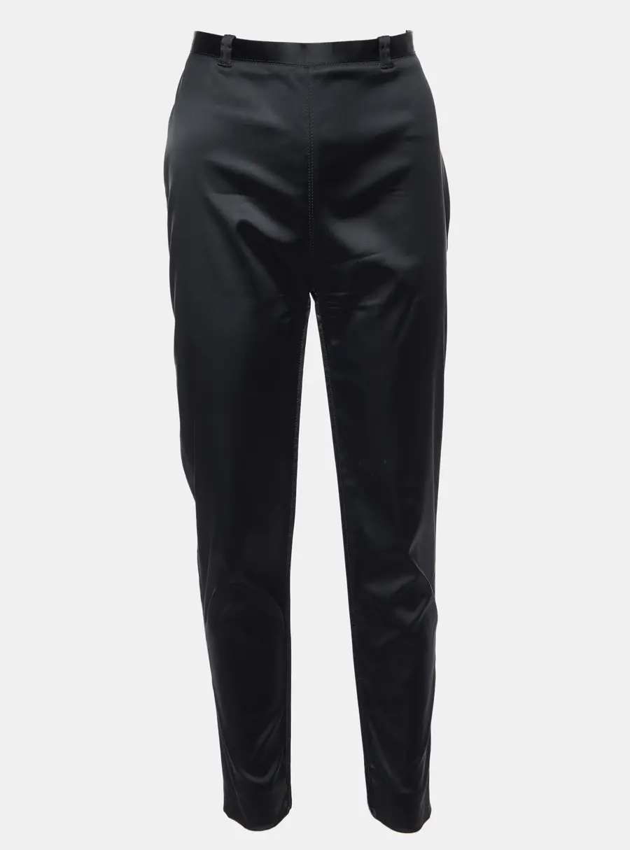 Balenciaga Black Wool Satin Slim Fit Trousers M/Waist 30"