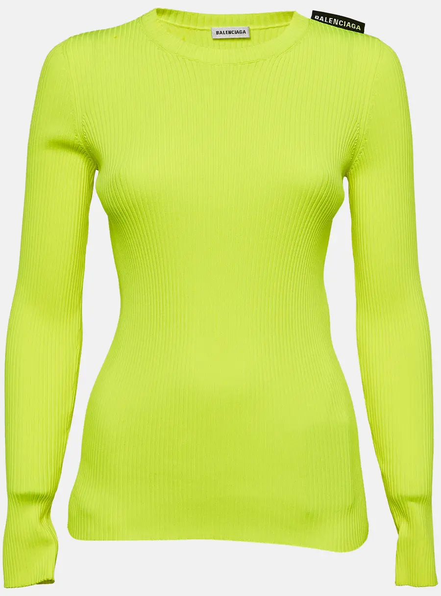 Balenciaga Fluorescent Green Rib Knit Sweater M