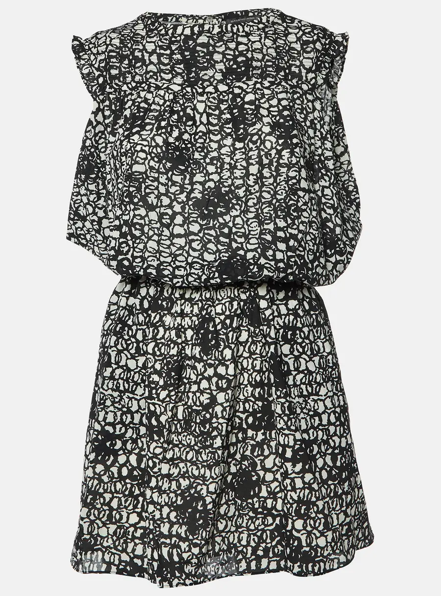 Balenciaga Black/White Abstract Print Silk Mini Dress S