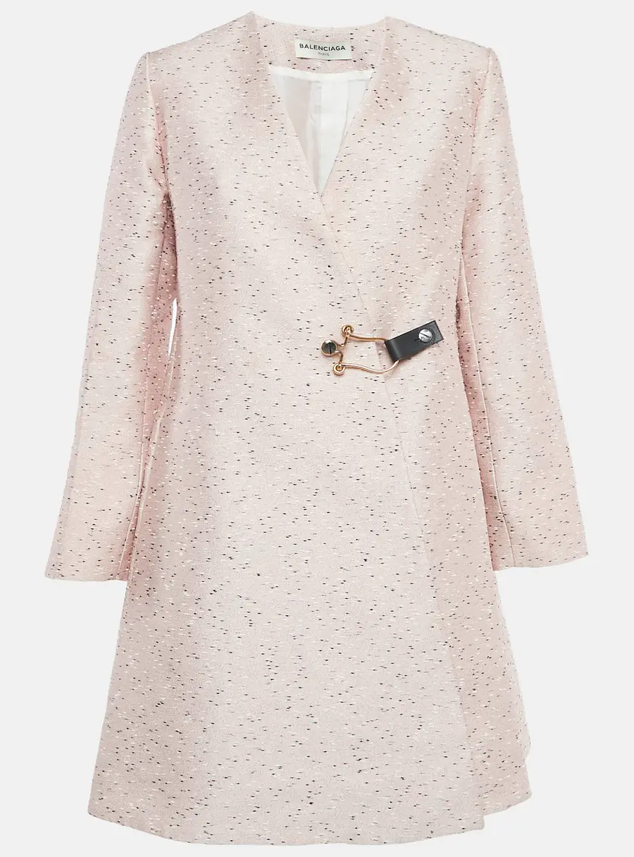 Balenciaga Pink Slubbed Silk Blend Mid-Length Coat M