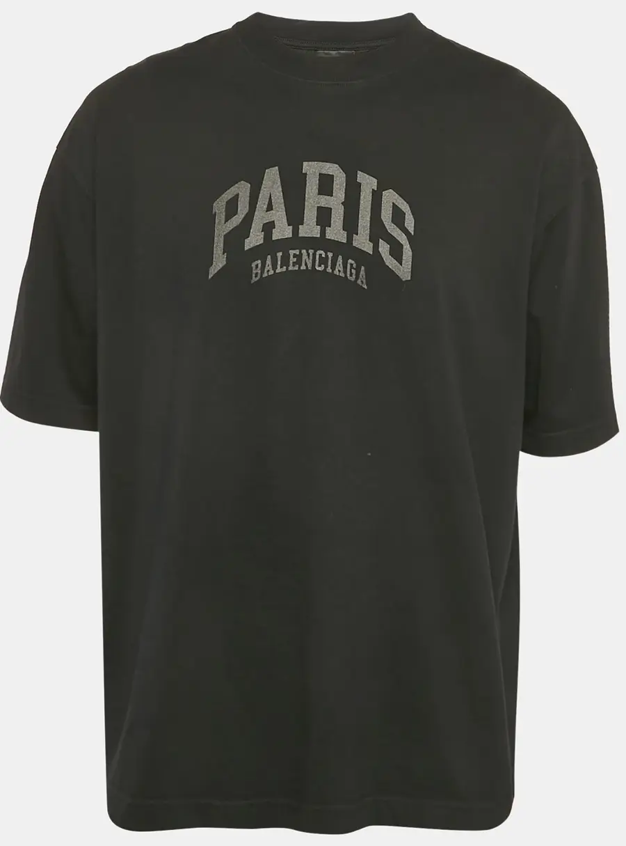 Balenciaga Black Logo Print Jersey T-Shirt M