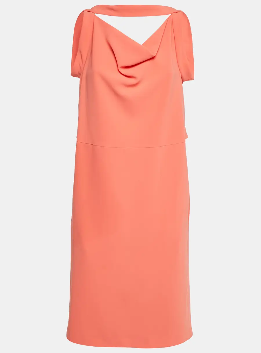 Balenciaga Orange Crepe Sleeveless Midi Dress M