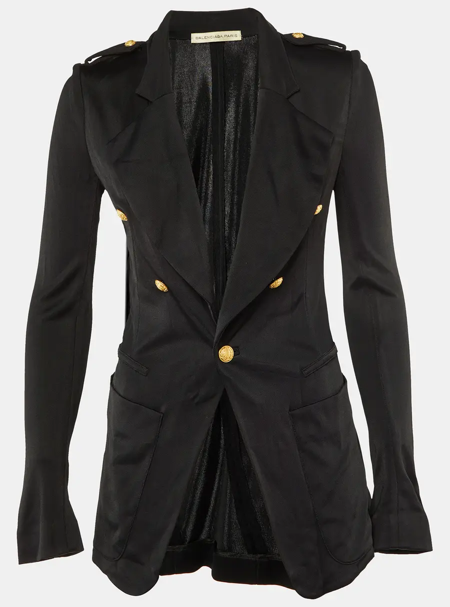 Balenciaga Black Jersey Double Breasted Jacket M