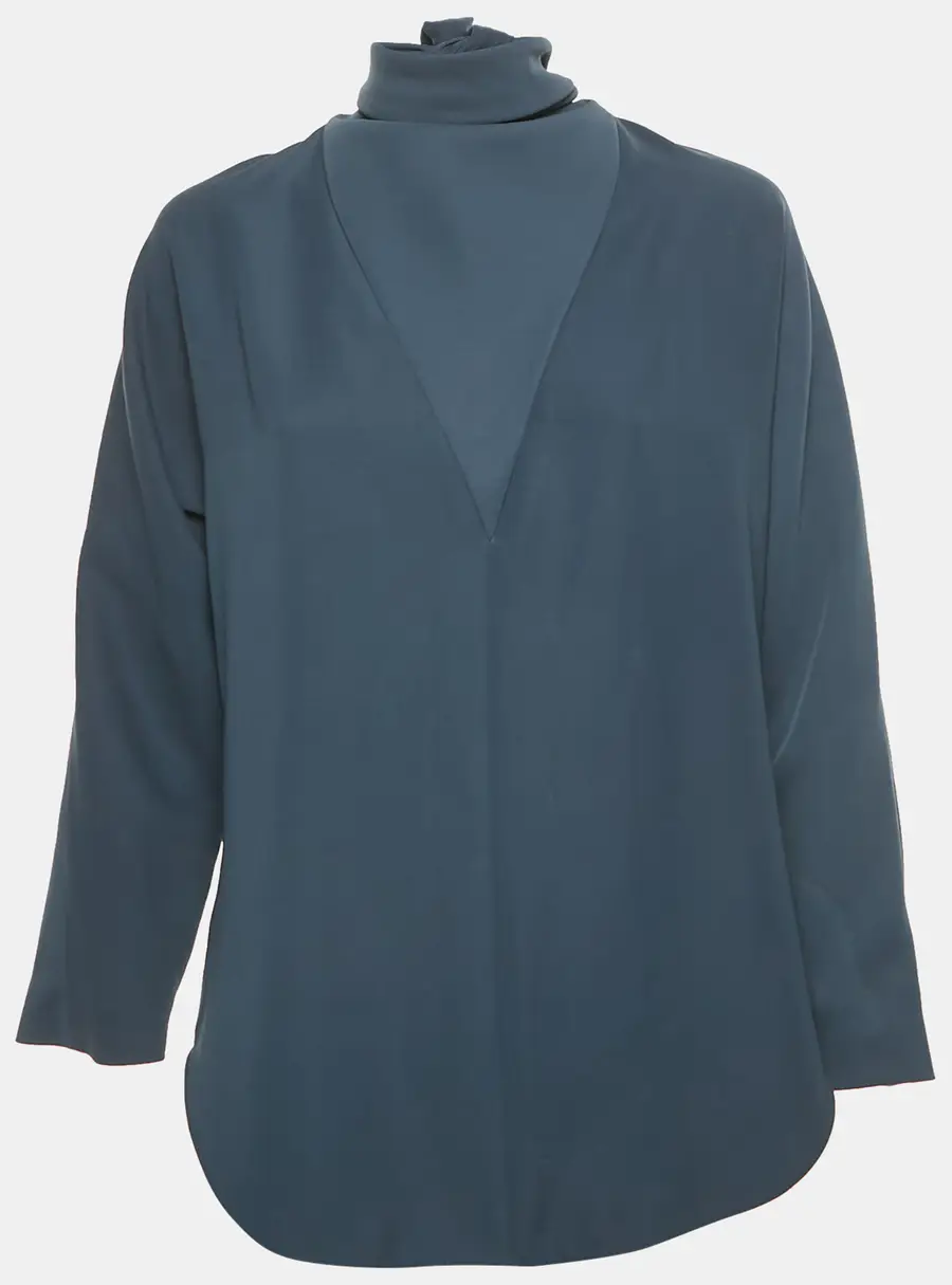 Balenciaga Navy Blue Crepe Tie -Up Top M