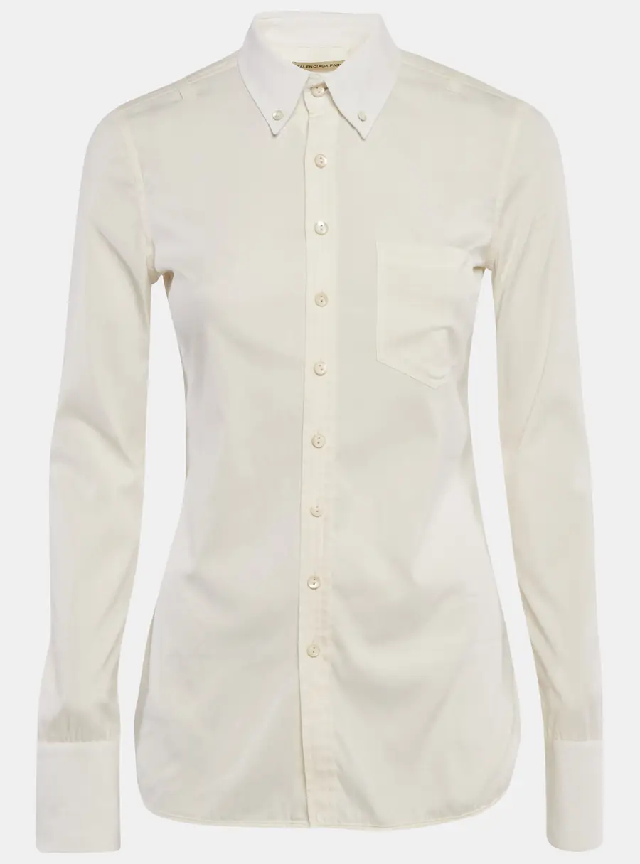 Balenciaga Cream Cotton Long Sleeve Shirt S