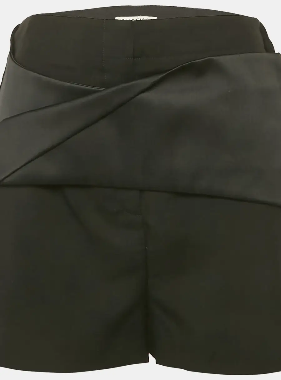 Balenciaga Black Wool & Mohair Origami Draped Shorts M