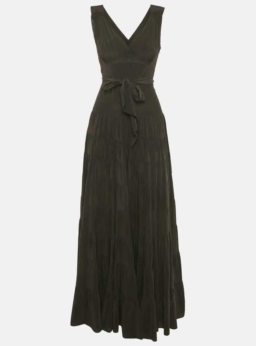 Balenciaga Black Silk Flared Maxi Dress S