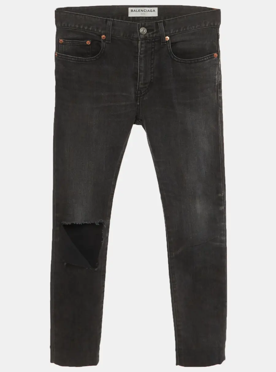 Balenciaga Black Denim Ripped Skinny Jeans S/Waist 30"