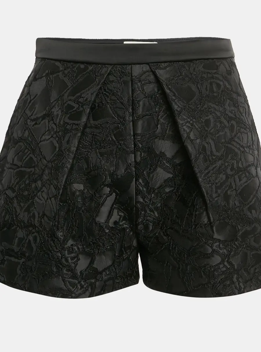 Balenciaga Black Jacquard Pleated Shorts S