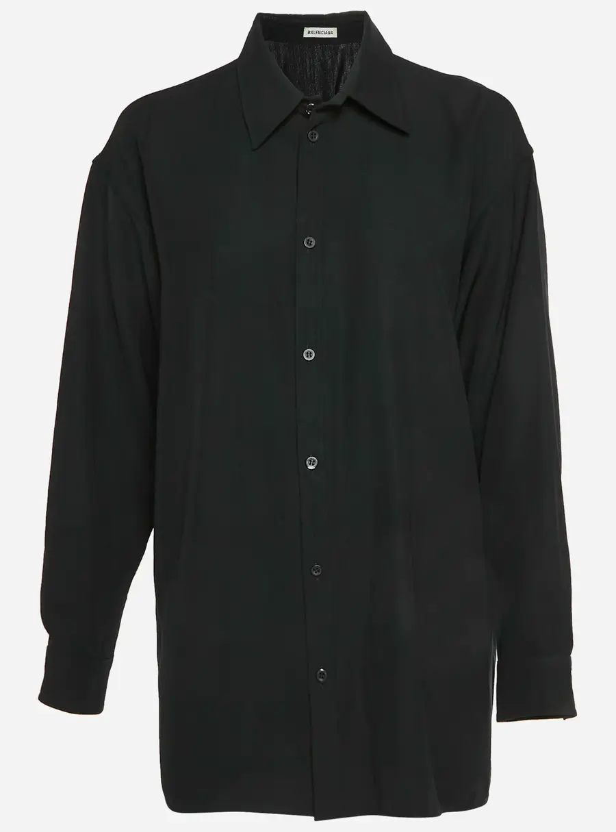 Balenciaga Black Gabardine Oversized Shirt S