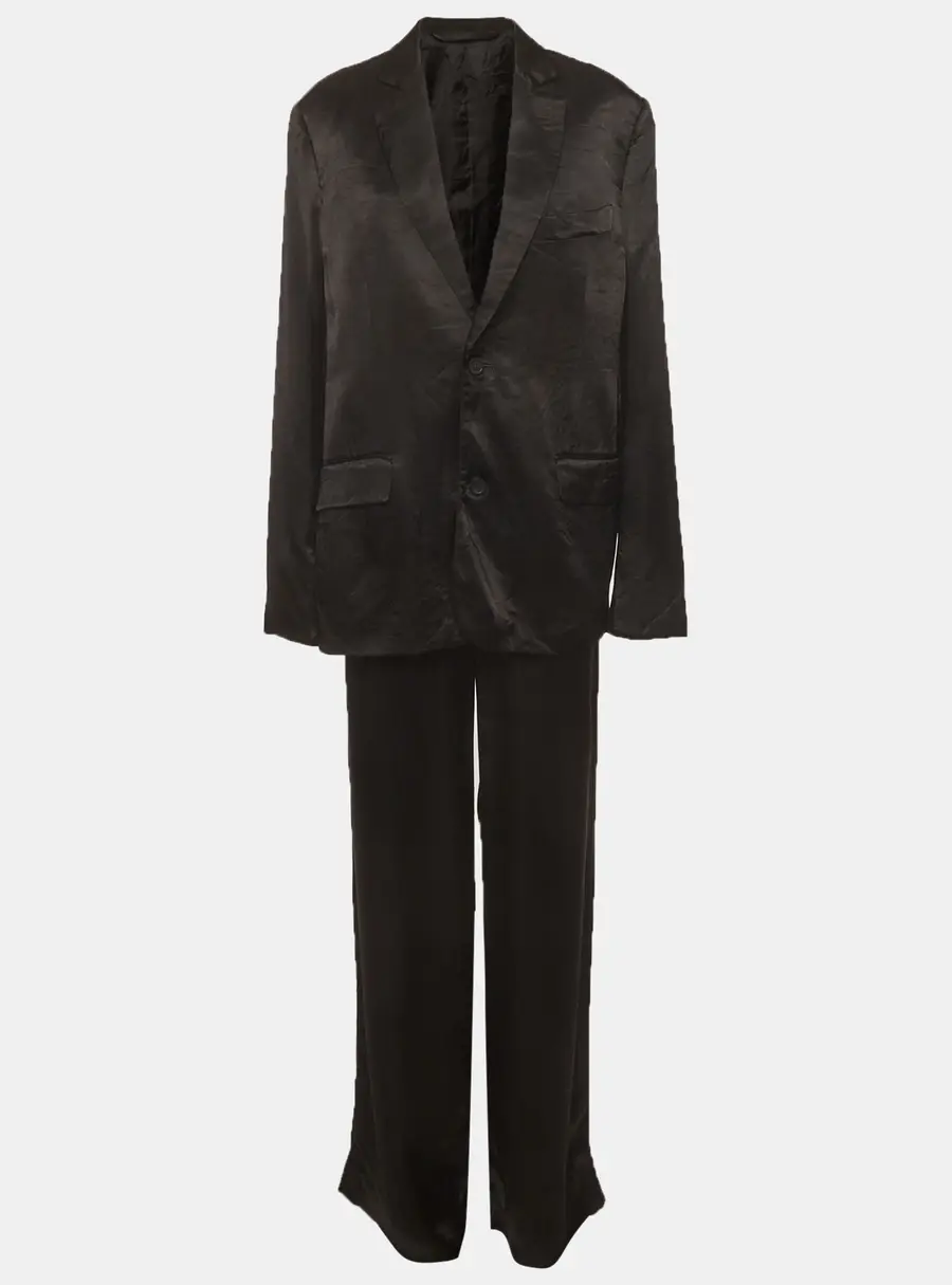 Balenciaga Black Satin Tailored Jacket Set S