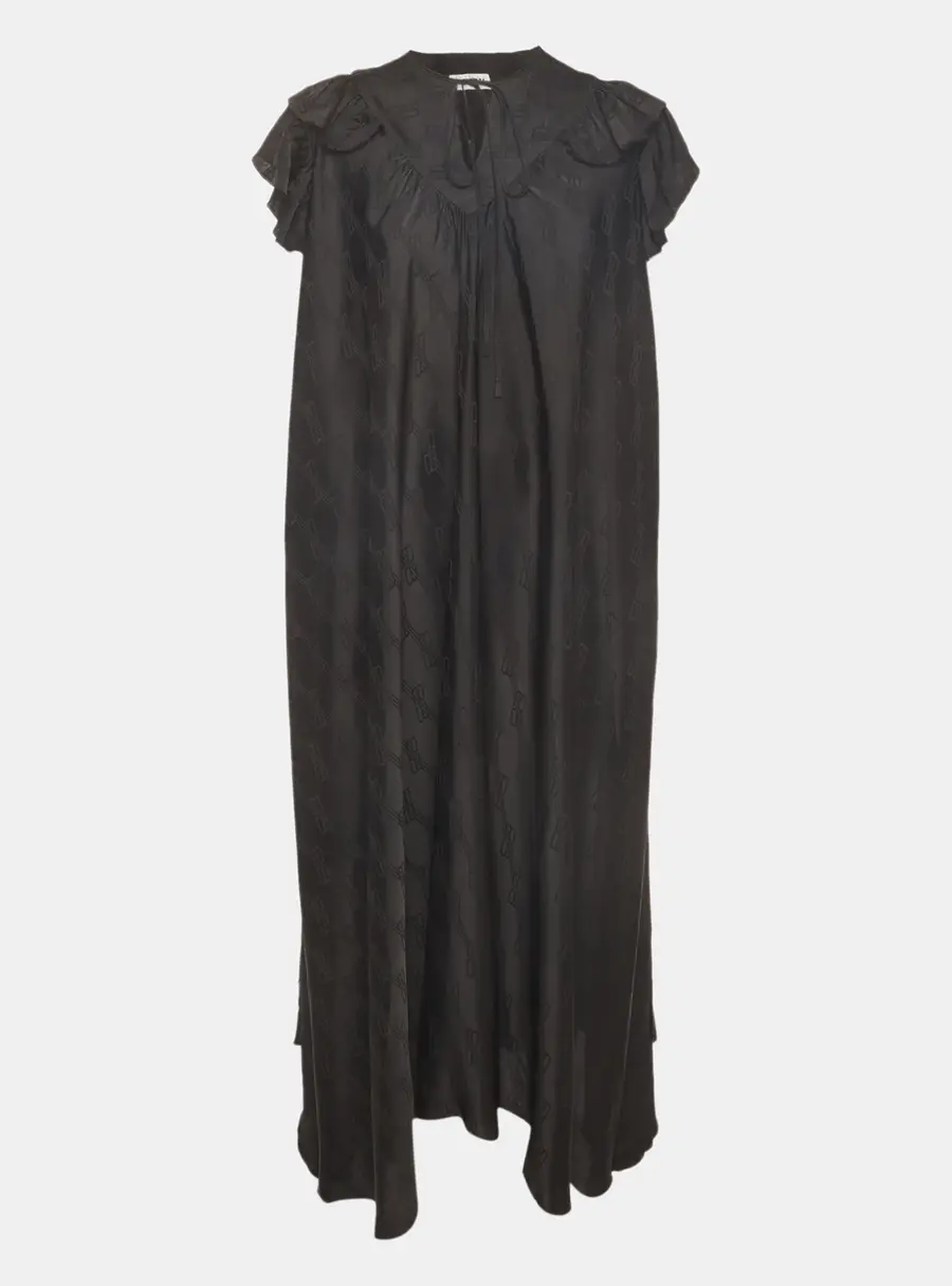 Balenciaga Black Monogram Jacquard Flou Maxi Dress S