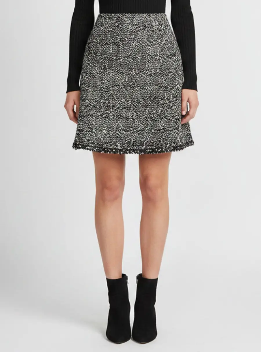 Balenciaga Black/White Tweed Zip Up Mini Skirt M