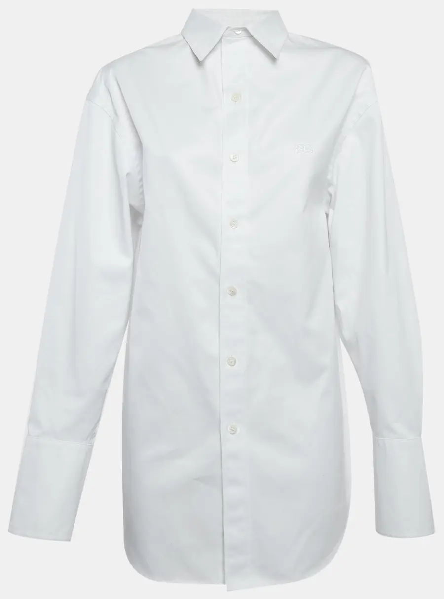 Balenciaga White Workout Print Gabardine Oversized Shirt S