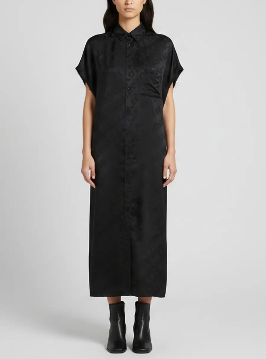 Balenciaga Black Camo Allover Logo Rawcut Sleeveless Dress M