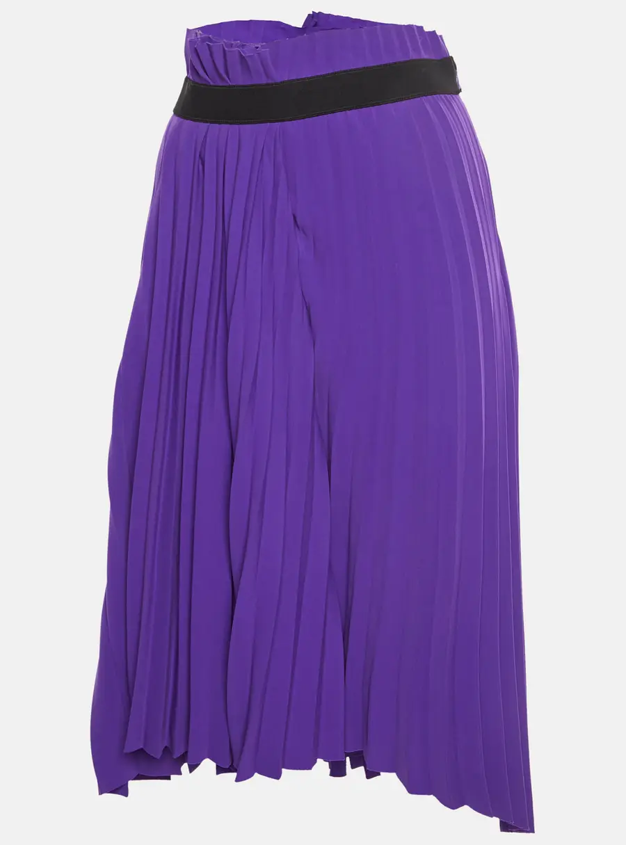 Balenciaga Purple Overlay Plisse Jersey Asymmetric Midi Skirt S