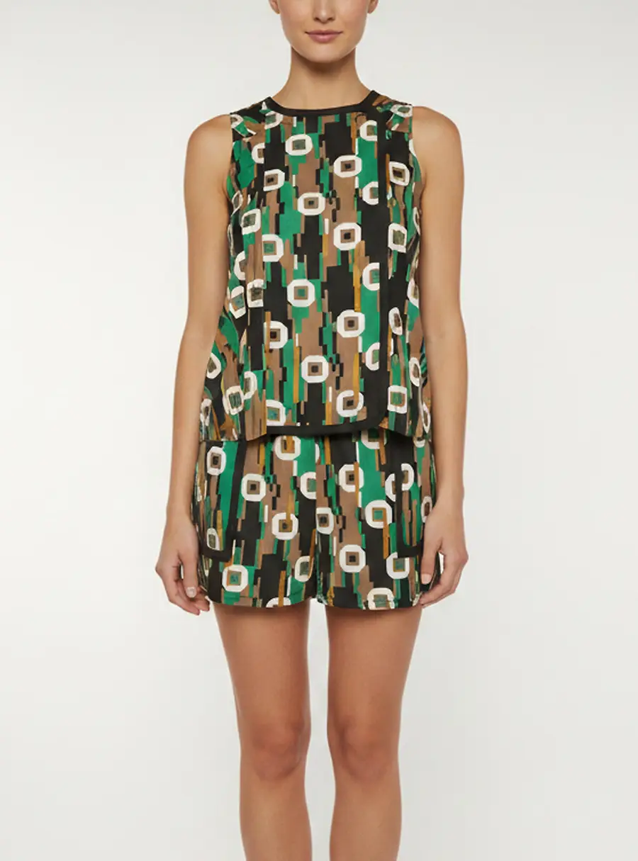 Balenciaga Multicolor Abstract Mod Print Synthetic Mini Dress S