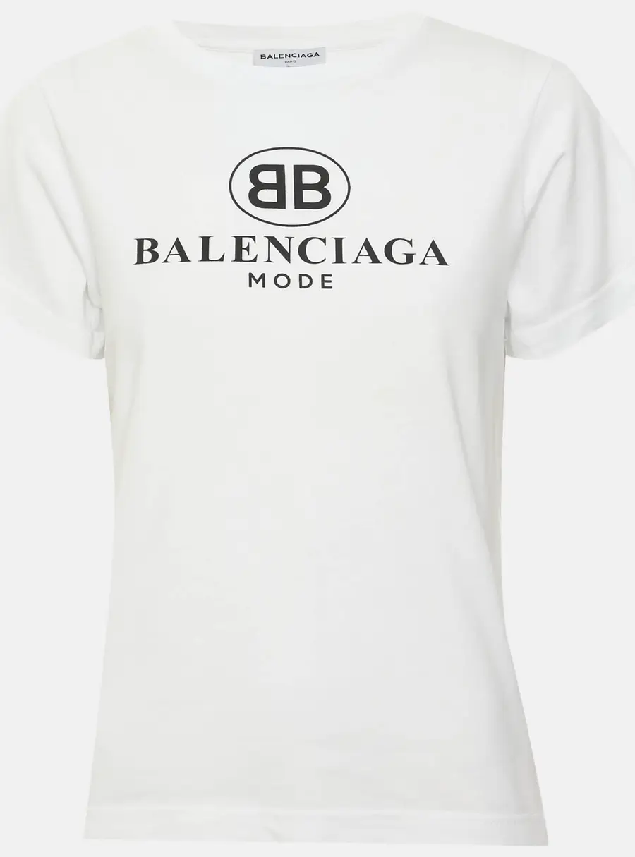 Balenciaga White Logo BB Mode Graphic Print Jersey T-Shirt S