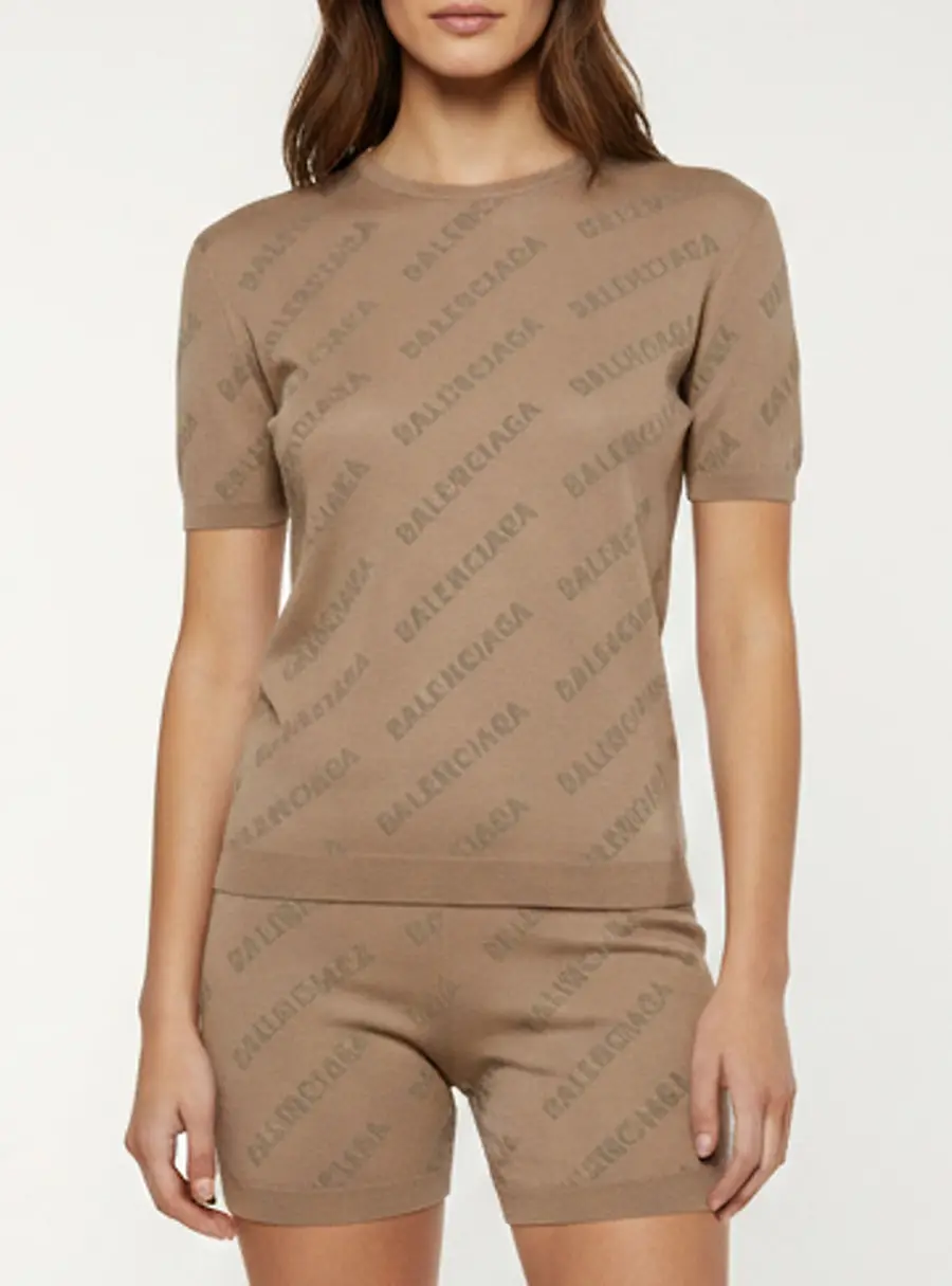 Balenciaga Brown Monogram Short Sleeve Top M