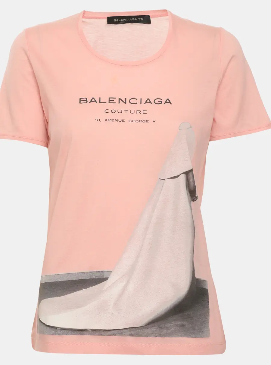 Balenciaga Pink Jersey Print T-Shirt
