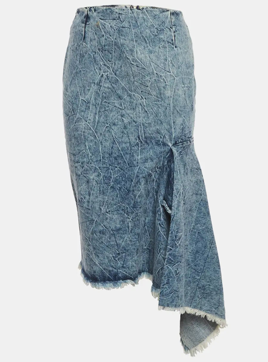 Balenciaga Blue Denim Asymmetrical Midi Skirt M