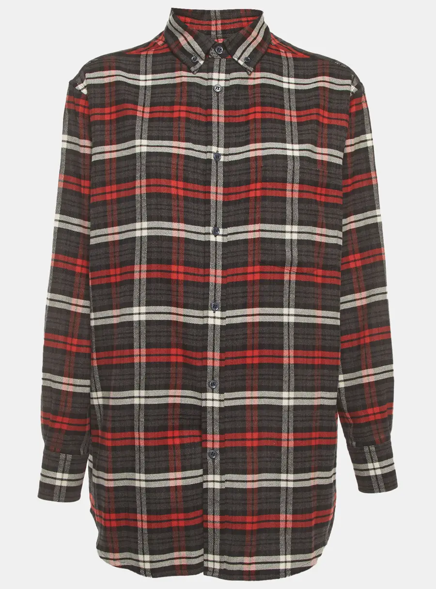 Balenciaga Multicolor Plaid Cotton Oversized Flannel Shirt S