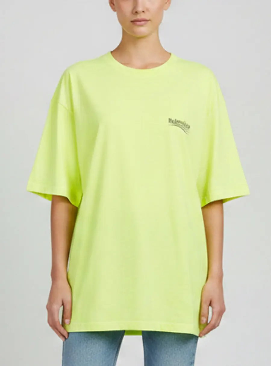 Balenciaga Green Jersey Political Campaign Logo Oversized T-Shirt XL
