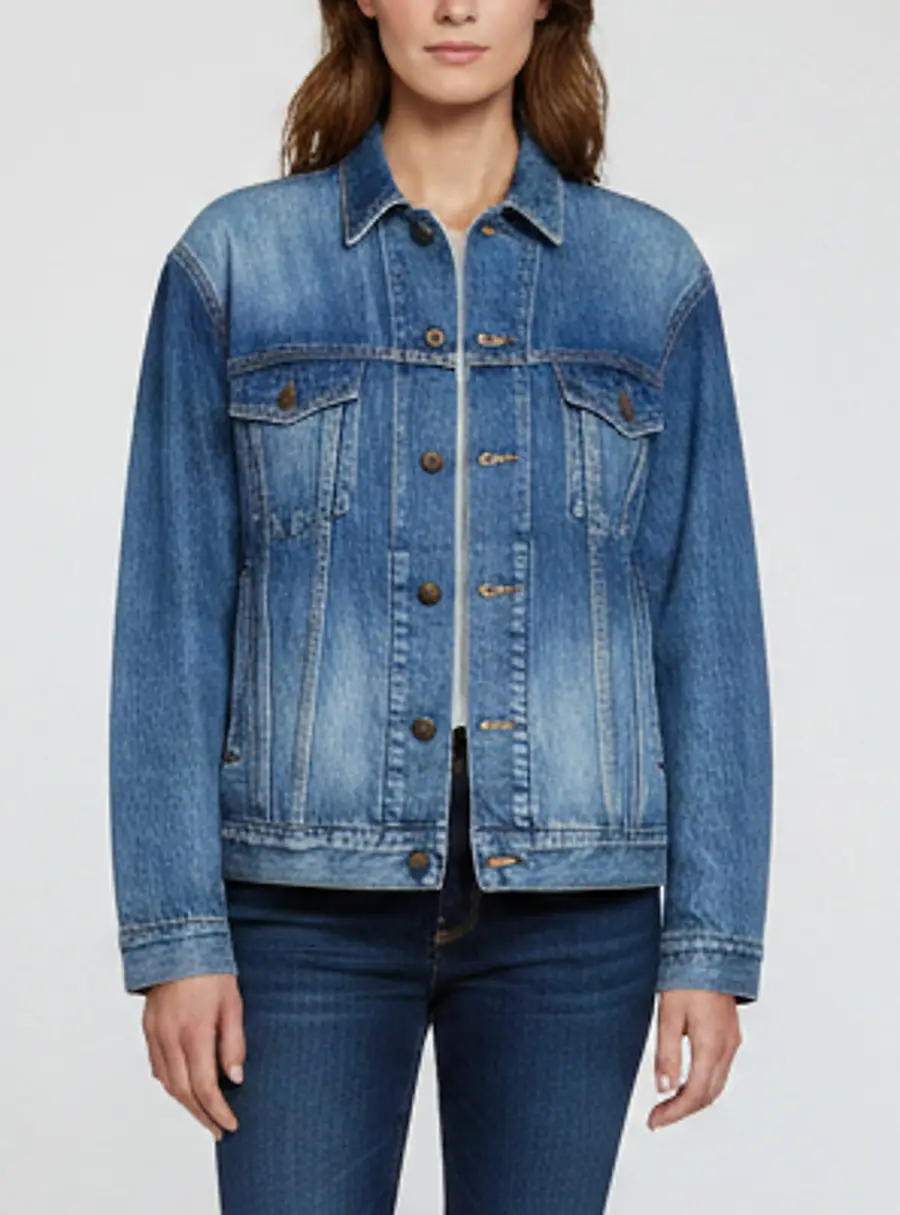 Balenciaga Blue Logo Print Denim Ripped Collar Oversized Jacket S