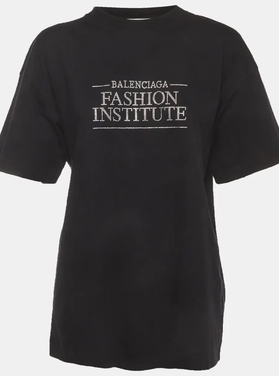 Balenciaga Unisex Black Fashion Institute Embellished Jersey T-Shirt L
