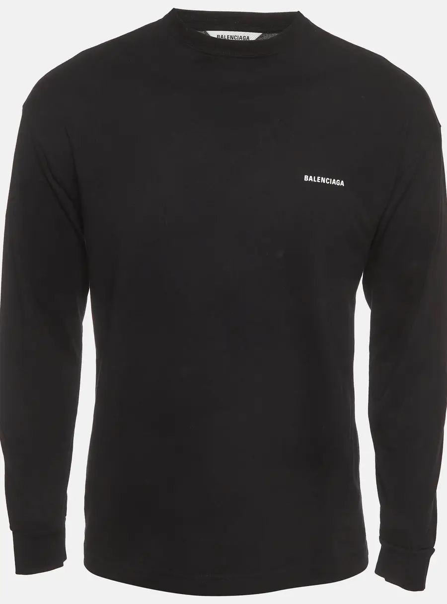 Balenciaga Black Jersey Crewneck Long Sleeve T-Shirt M