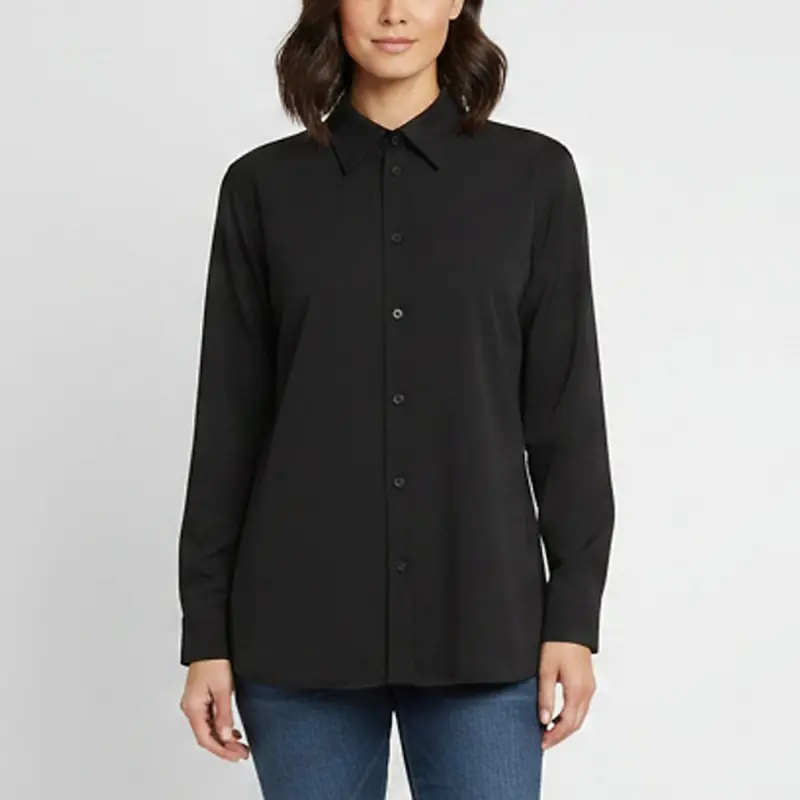 Balenciaga Black Gabardine Long Sleeve Fluid Shirt S