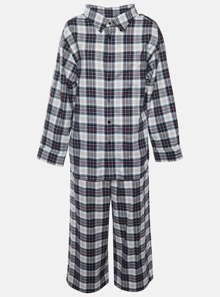 Balenciaga Multicolour Plaid Flannel Oversized Shirt and Pants Set S