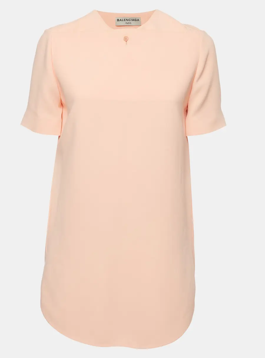 Balenciaga Pink Stretch Crepe Asymmetric Hem Mini Dress S