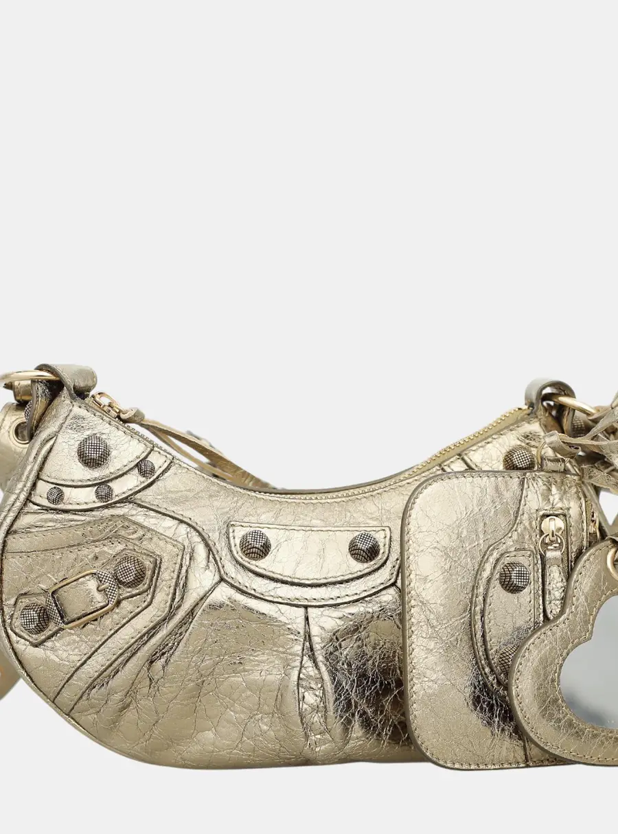 Balenciaga Le Cagole XS Gold Metallic Lambskin Leather Shoulder Bag