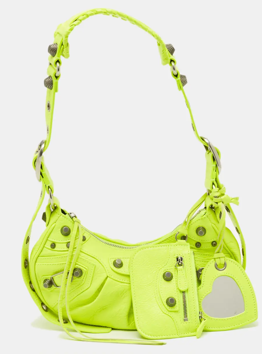 Balenciaga Neon Green Leather XS Le Cagole Shoulder Bag