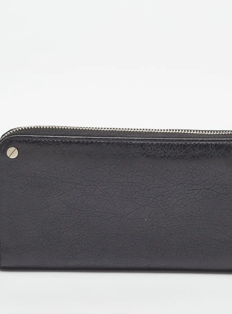 Balenciaga Black Leather Zip Around Wallet