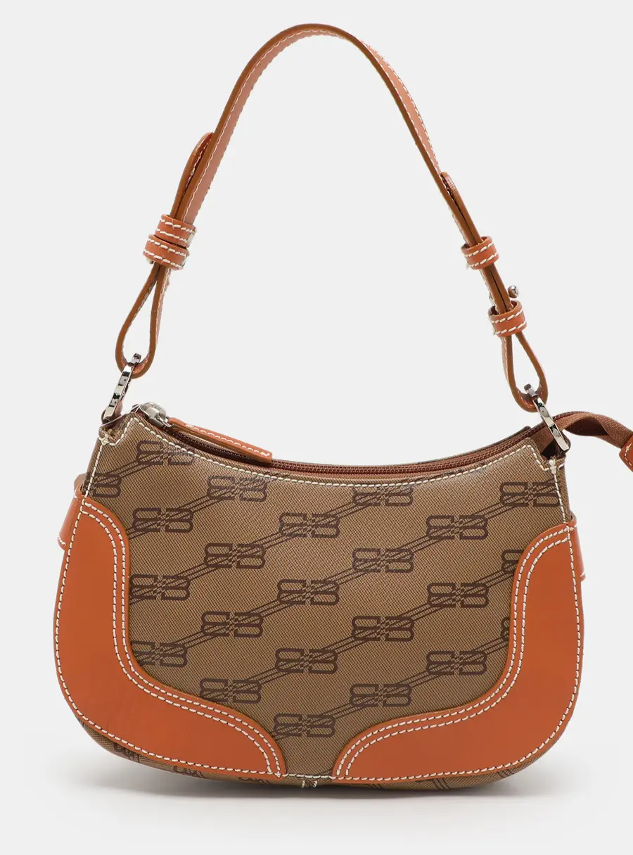 Balenciaga Tan/Brown BB Coated Canvas and Leather Shoulder Bag