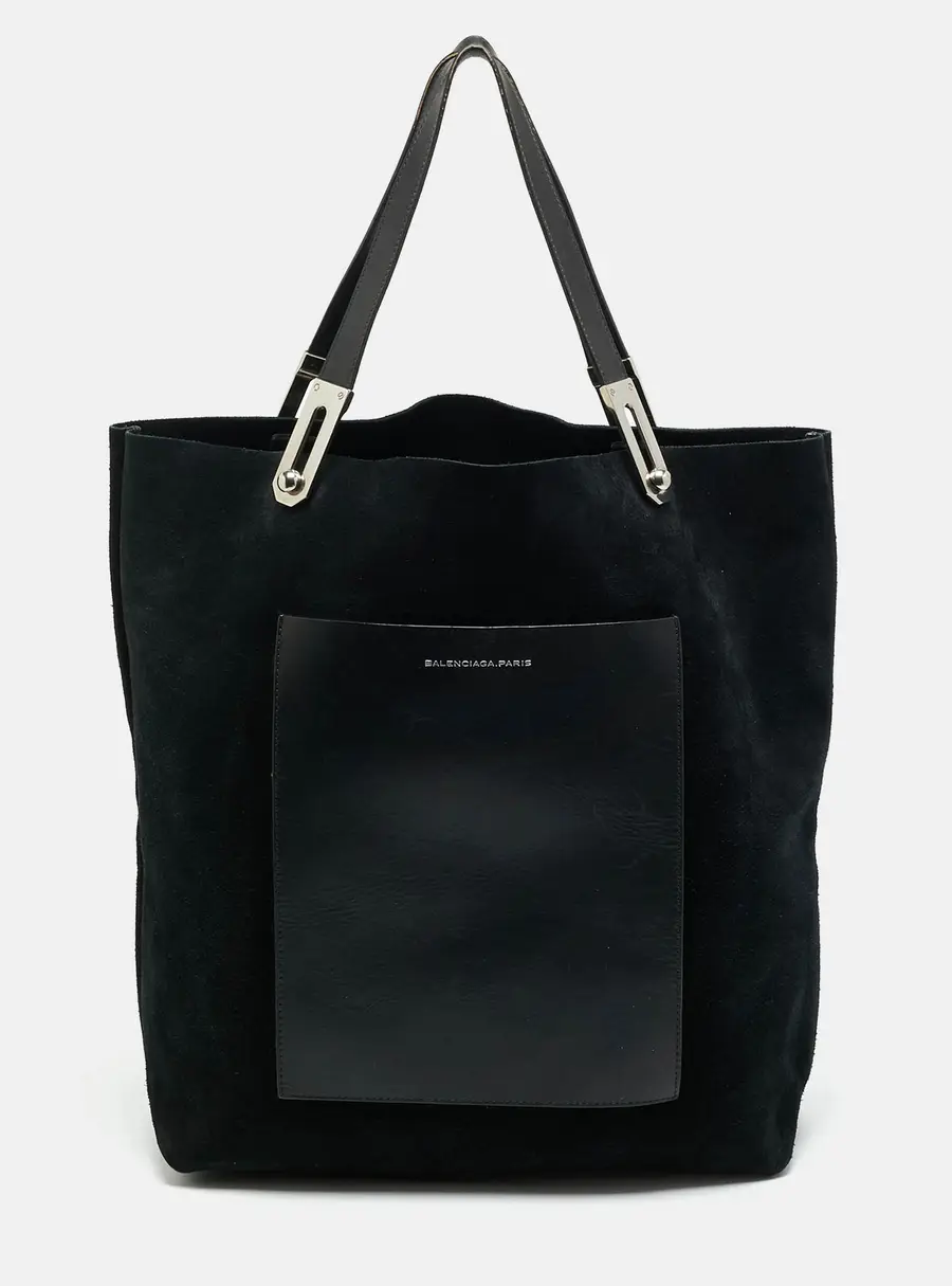 Balenciaga Pocket Black Leather and Suede Tote