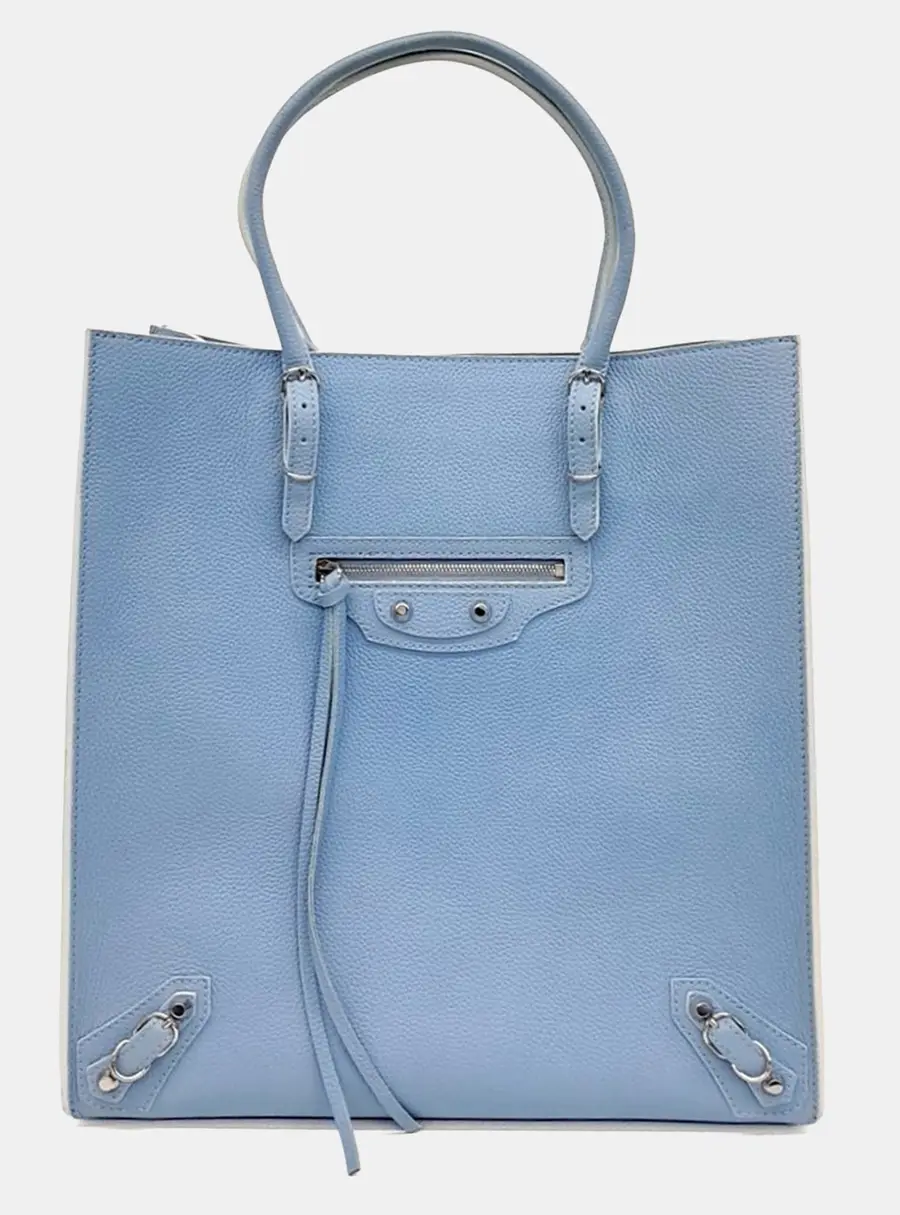 Balenciaga Papier A5 Sky Blue Calfskin Leather Tote Bag