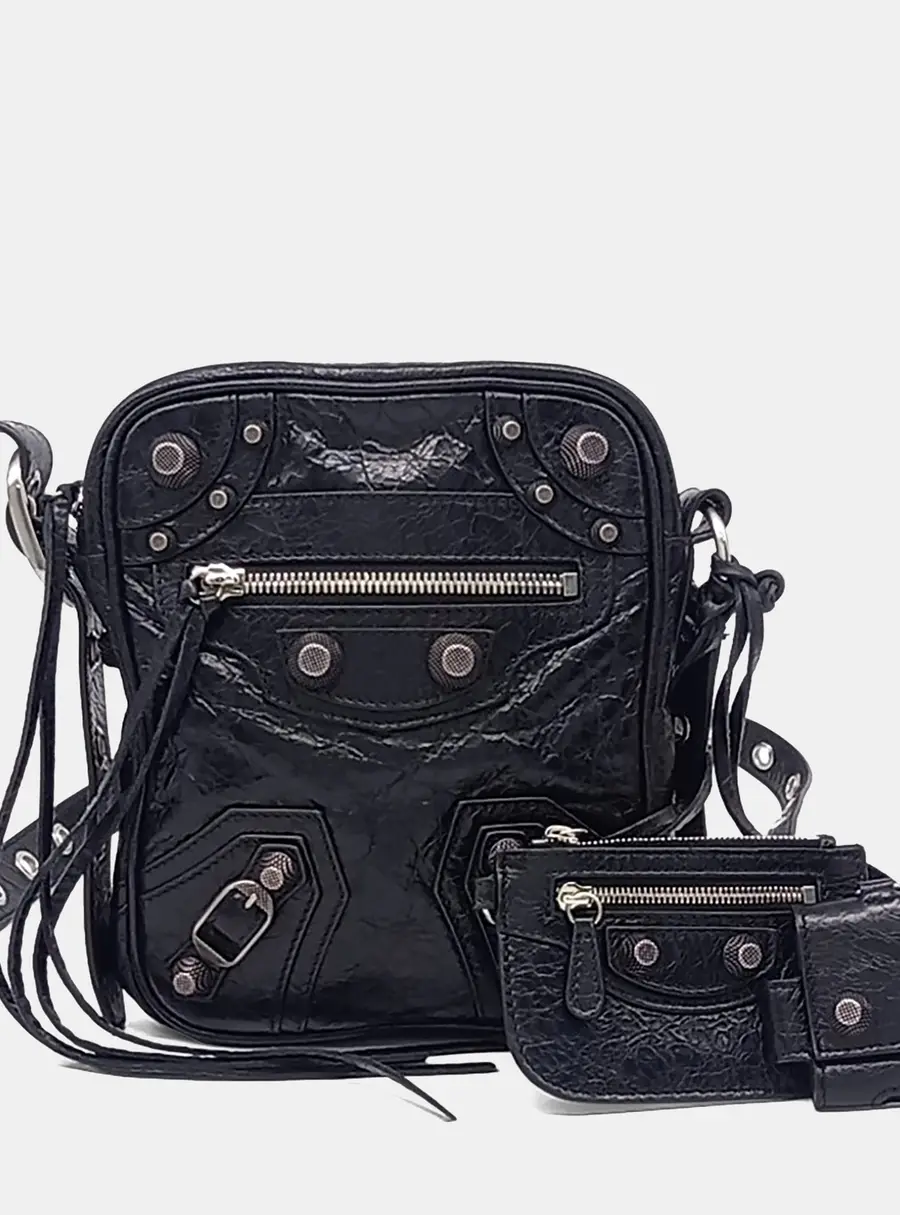 Balenciaga Black Leather Le Cargol Crossbody Bag