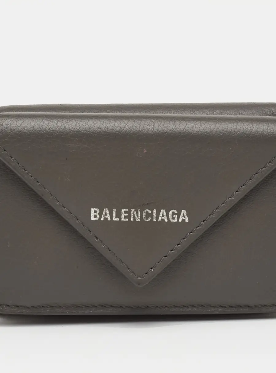 Balenciaga Papier Grey Leather Compact Wallet