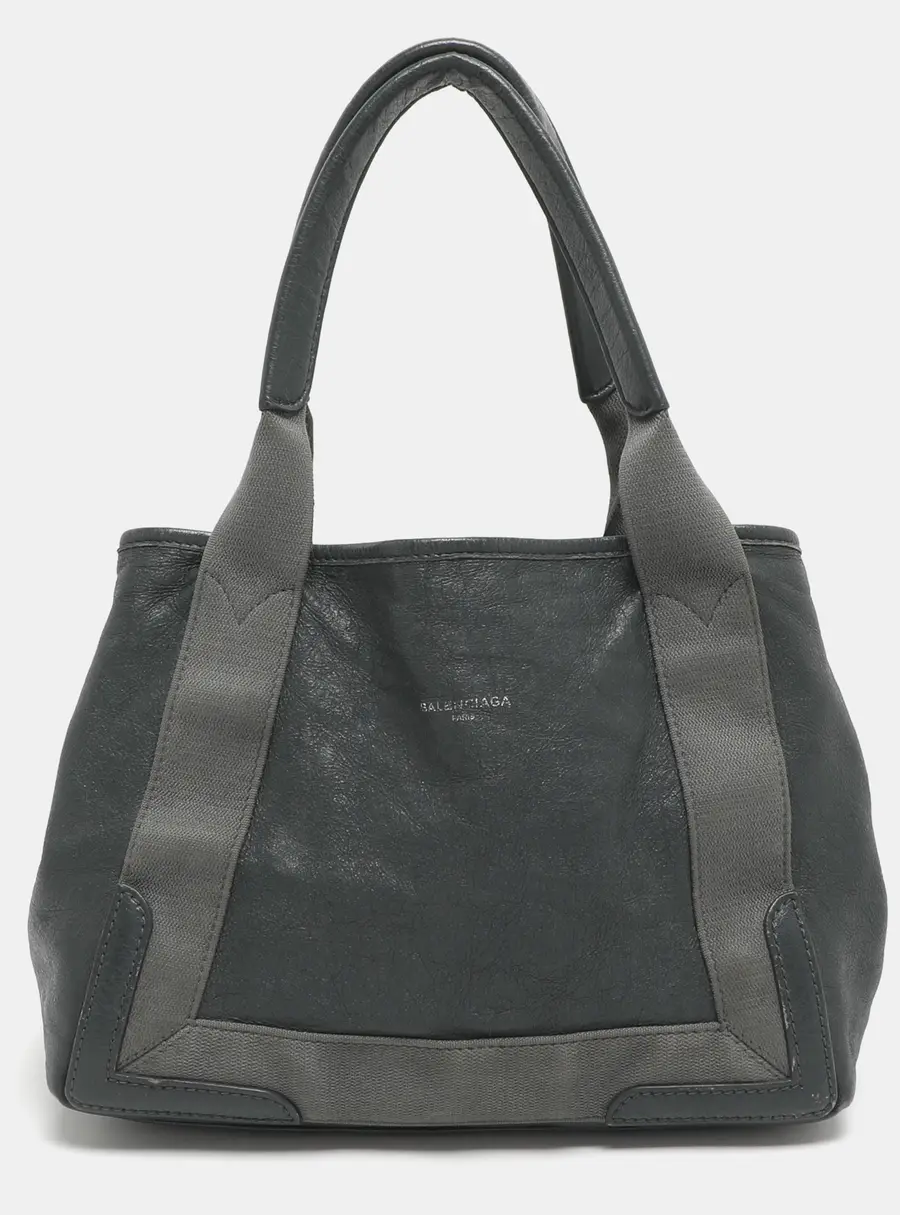 Balenciaga Cabas Small Grey Leather Tote
