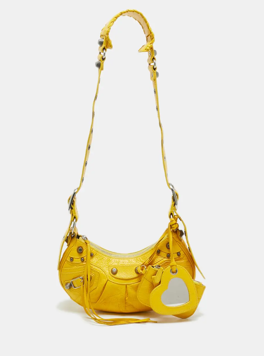 Balenciaga Le Cagole Yellow Leather Shoulder Bags