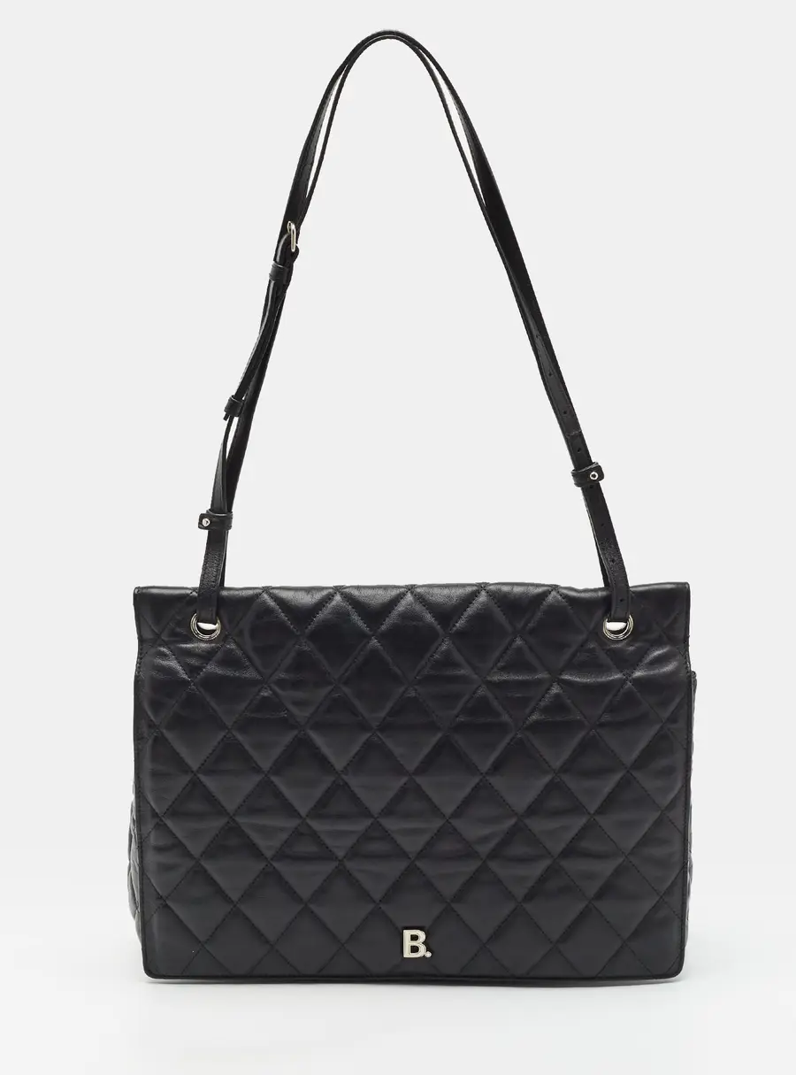 Balenciaga Touch B Large Black Quilted Leather Shoulder Bag