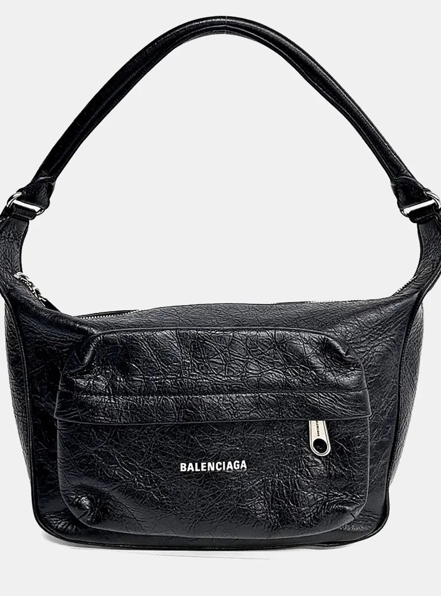 Balenciaga Black Leather Medium Shoulder Bag